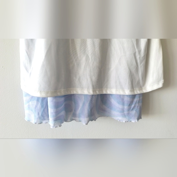 Baby Blue, White, & Lavender Sheer Babydoll Lettuce Trim Midi Dress Size M - Picture 8 of 12